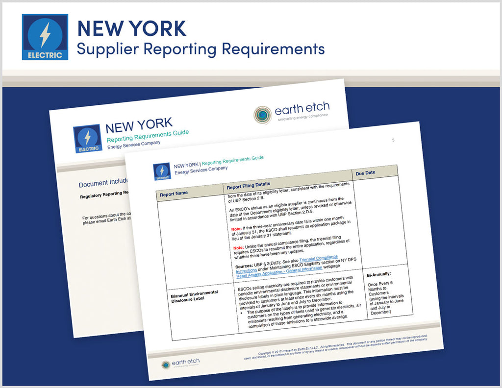 New York Reporting Requirements Guide for Energy Services Companies (ESCO) - (Electric)