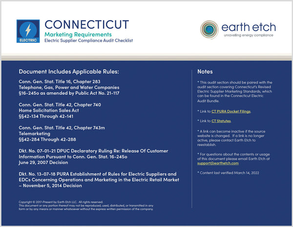 Connecticut Electric Supplier Compliance Audit - Marketing Requirements Cover