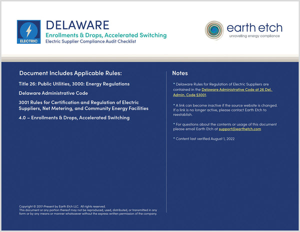 Delaware Compliance Audit Checklist BUNDLE (Electric)