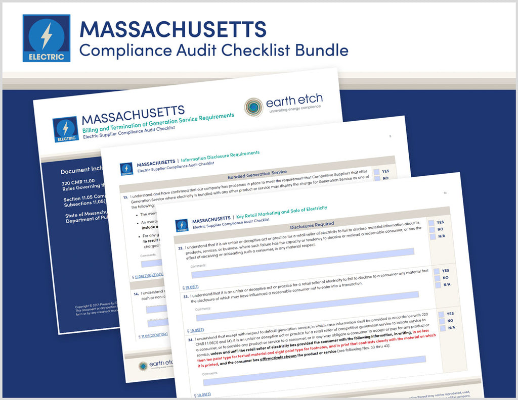 Massachusetts Compliance Audit Checklist BUNDLE (Electric)