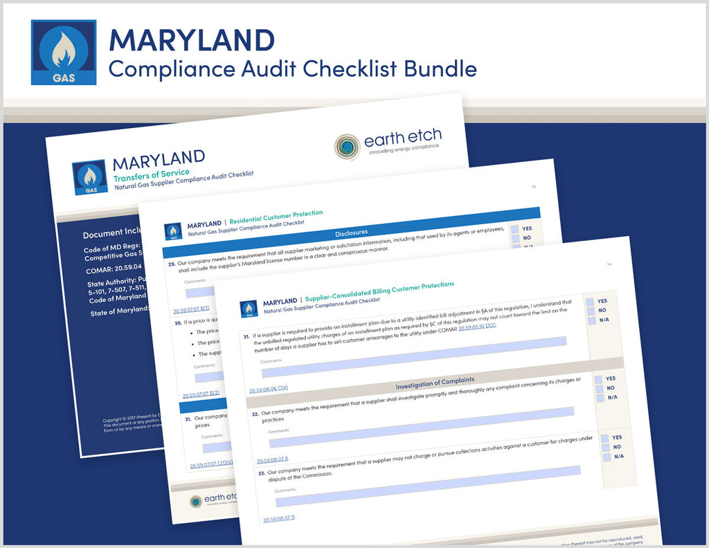 Maryland Compliance Audit Checklist BUNDLE (Gas)