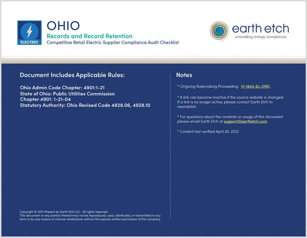 Ohio Compliance Audit Checklist BUNDLE (Electric)