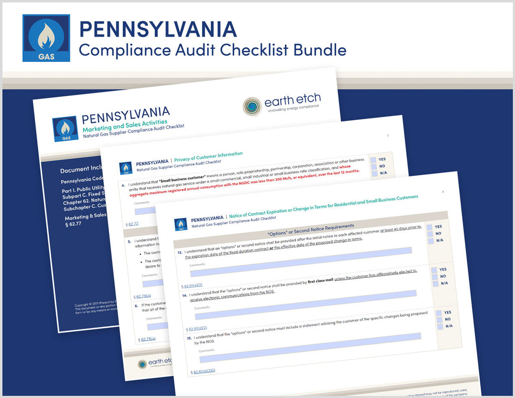 Pennsylvania Code 59 & 62 Compliance Audit Checklist BUNDLE (Gas)