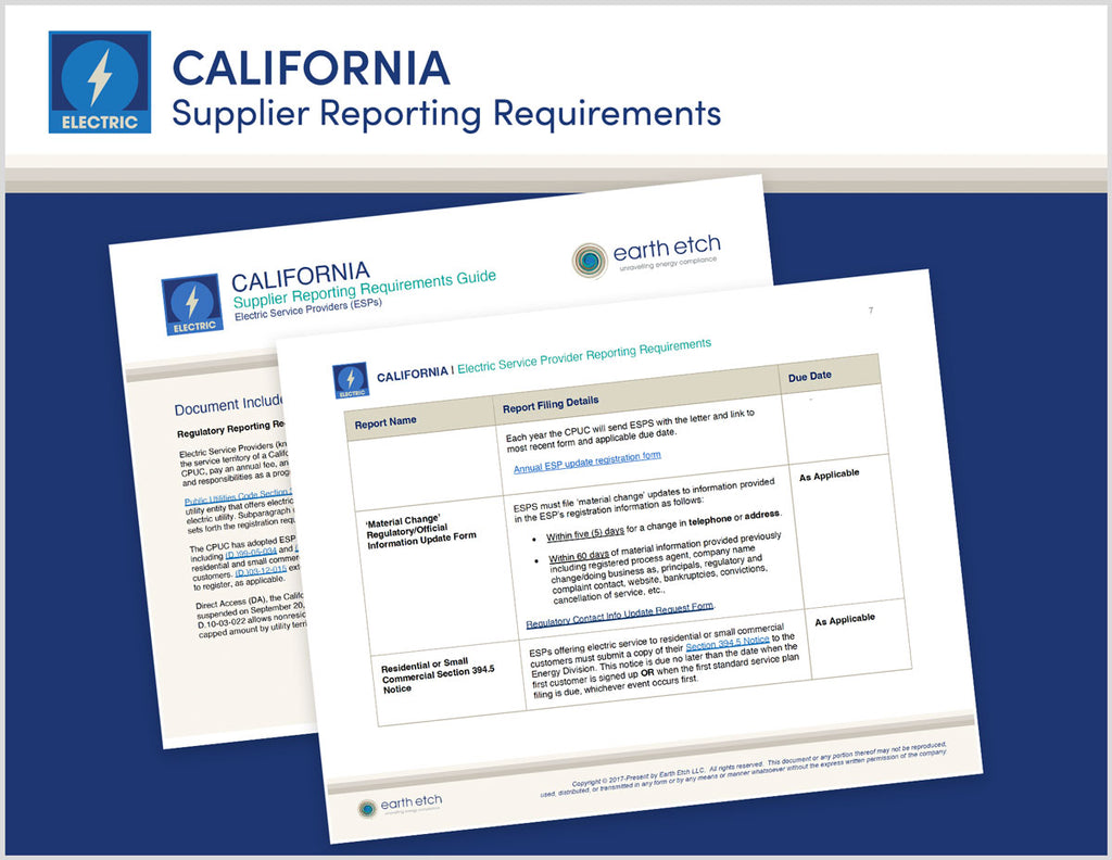 California Reporting Requirements Guide for Electric Service Providers (Electric)