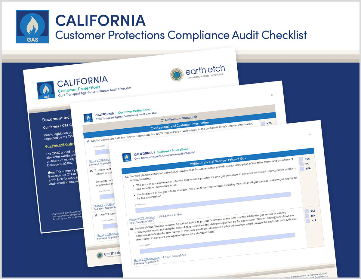 California Customer Protections Compliance Audit Checklist (Gas ...