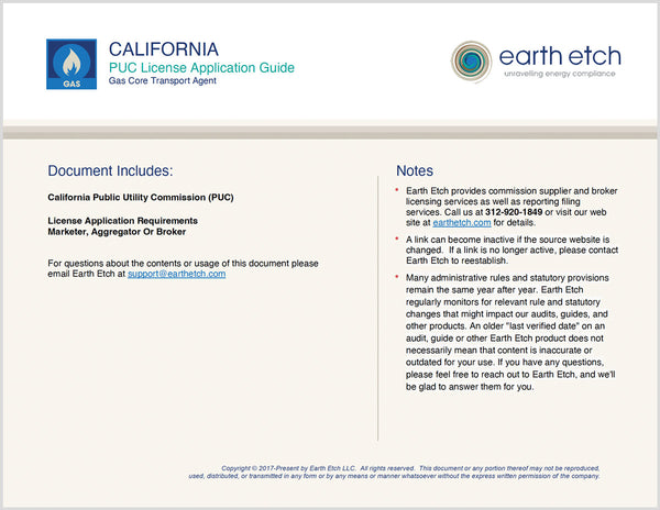 California PUC License Application Guide for Gas Core Transport Agents (Gas)