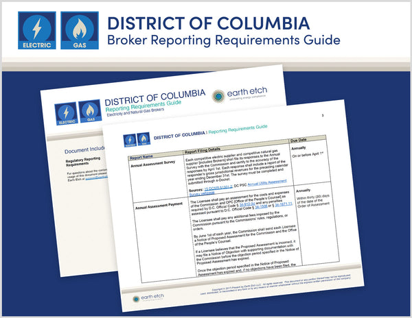 District of Columbia Broker Reporting Requirements Guide for Electricity and Natural Gas Brokers (Electric & Gas)