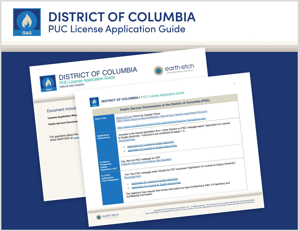 District of Columbia PUC License Application Guide (Gas)