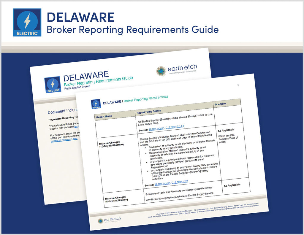 Delaware Broker Reporting Requirements Guide (Electric)