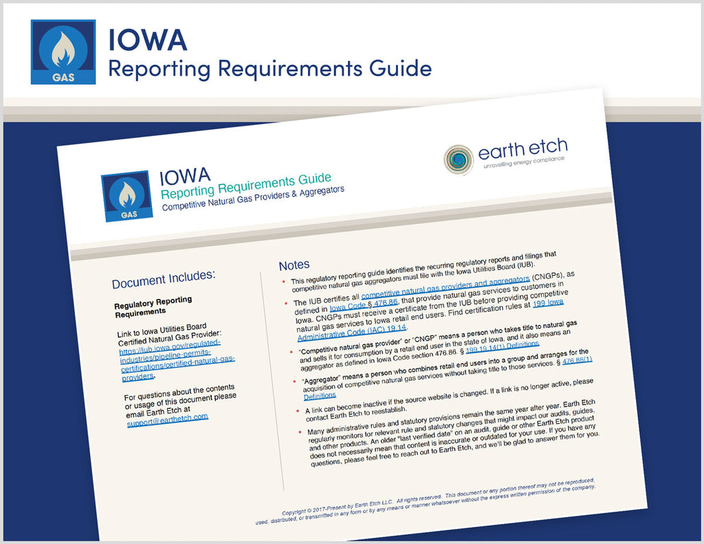 Iowa Competitive Natural Gas Aggregator Reporting Requirements Guide (Gas)