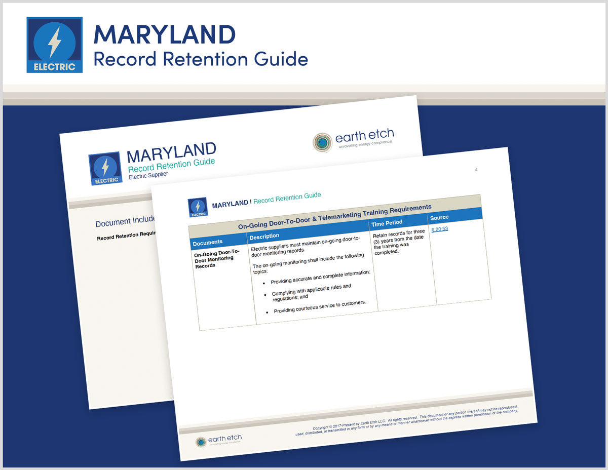Maryland Record Retention Guide (Electric) Earth Etch