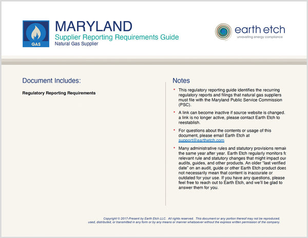 Maryland Reporting Requirements Guide (Gas)