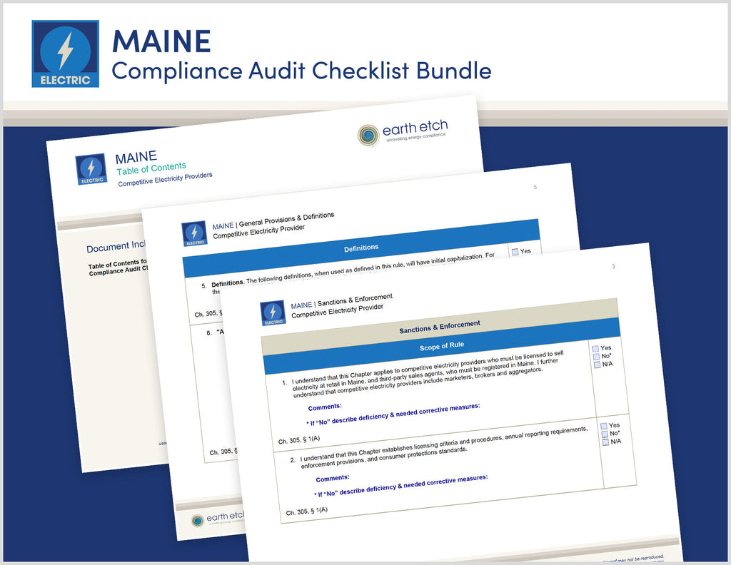 Maine Compliance Audit Checklist BUNDLE (Electric)