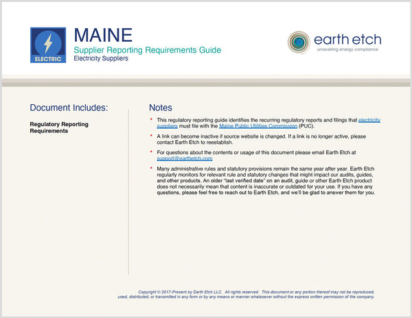 Maine Reporting Requirements Guide for Electricity Suppliers (Electric)