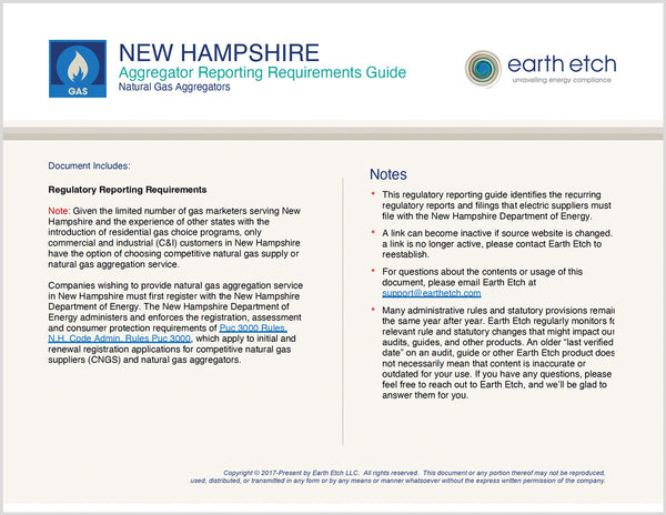 New Hampshire Natural Gas Aggregators Reporting Requirements Guide (Gas)