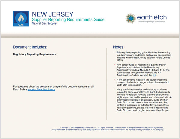 New Jersey Reporting Requirements Guide for Natural Gas Suppliers (Gas)