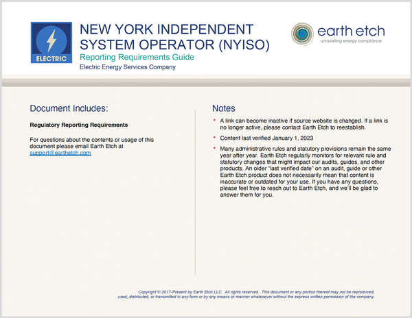 New York Independent System Operator (NYISO) Reporting Requirements Guide (Electric)