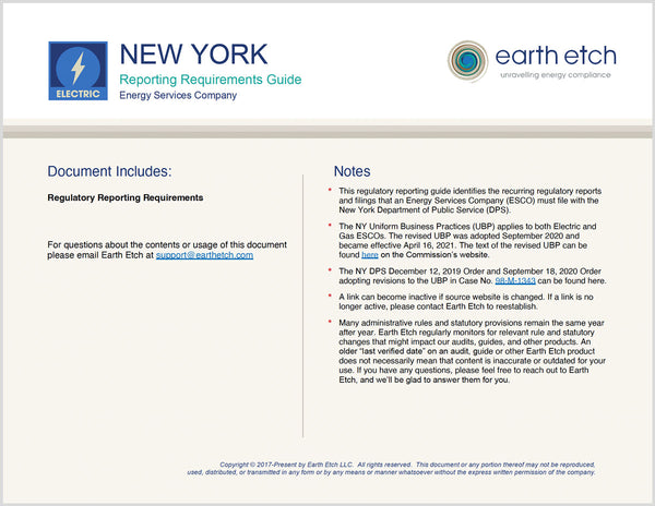 New York Reporting Requirements Guide for Energy Services Companies (ESCO) - (Electric)