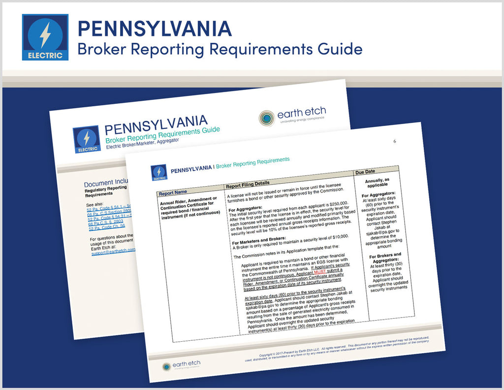 Pennsylvania Broker, Marketer and Aggregator Reporting Requirements Guide (Electric)