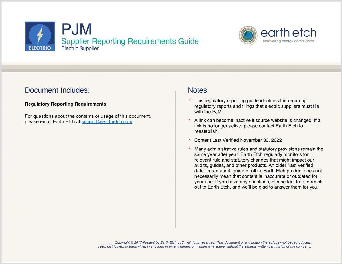 Pennsylvania, New Jersey, Maryland Interconnection (PJM) Reporting Req ...