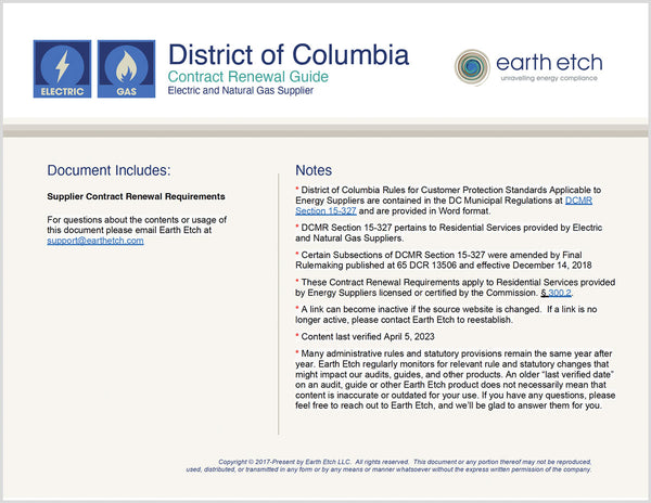 District of Columbia Contract Renewal Guide (Electric & Gas)