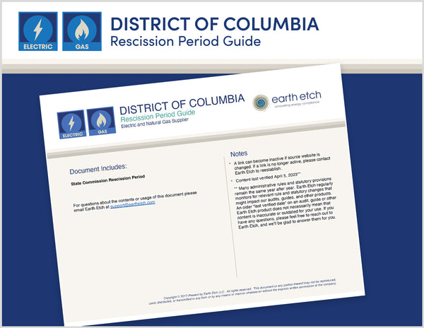 District of Columbia Rescission Period Guide (Electric & Gas)