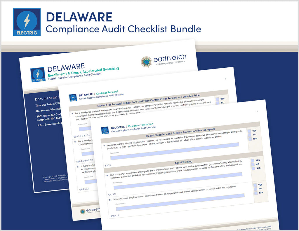 Delaware Compliance Audit Checklist BUNDLE (Electric)