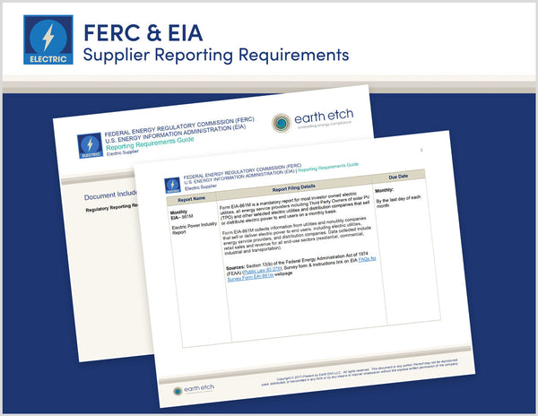 Federal Energy Regulatory Commission (FERC) & U.S. Energy Information Administration (EIA) Supplier Reporting Requirements Guide (Electric)