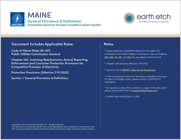 Maine Compliance Audit Checklist BUNDLE (Electric)