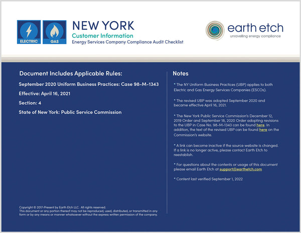 New York ESCO Compliance Audit Checklist BUNDLE (Electric & Gas)