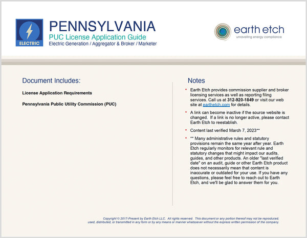 Pennsylvania PUC License Application Guide (Electric)
