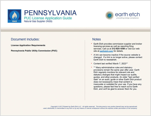 Pennsylvania PUC License Application Guide (Gas)