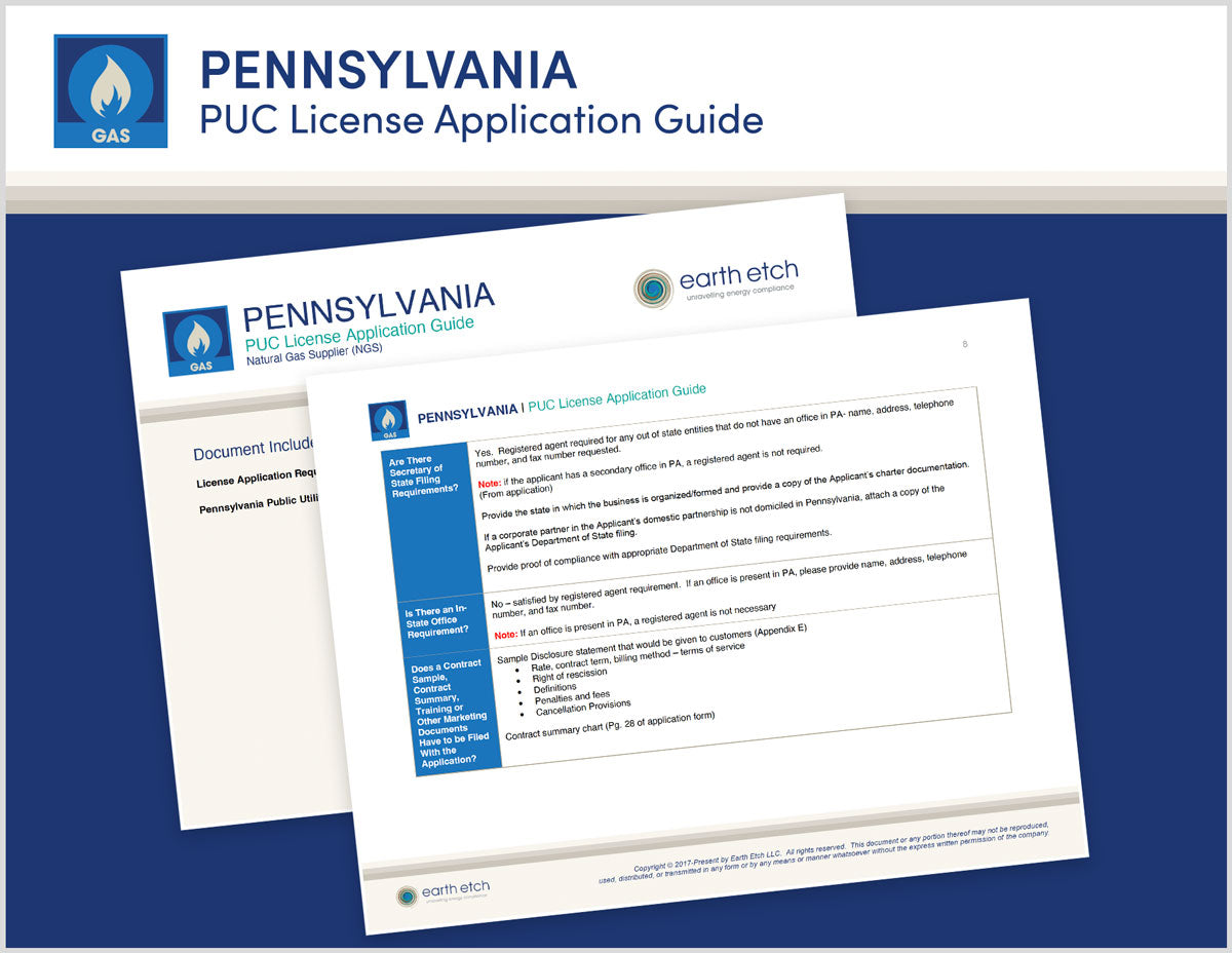 Pennsylvania PUC License Application Guide (Gas) Earth Etch