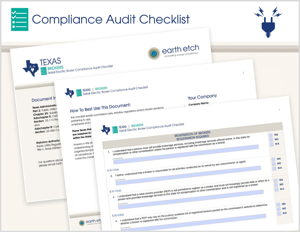 Texas Retail Electric Broker Compliance Audit Checklist (Electric)